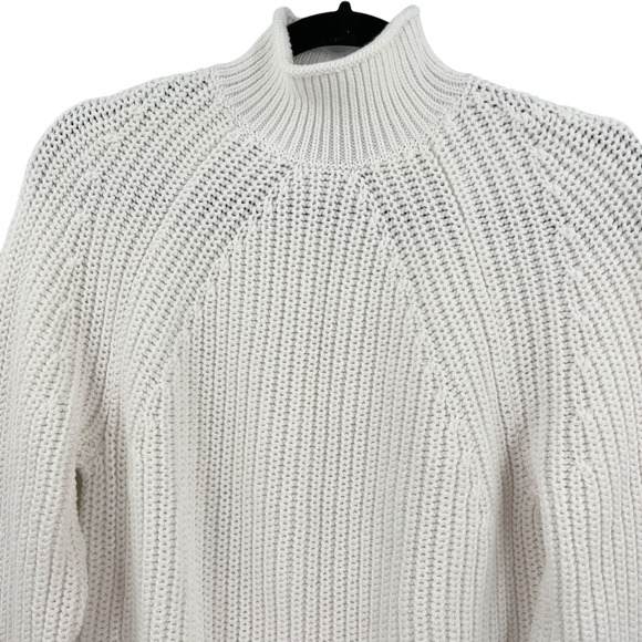 J. Crew Relaxed Rollneck Knit Cotton Sweater in White BE159 - Picture 4 of 9